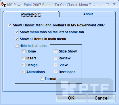 Ms Powerpoint 07 Ribbon To Old Classic Menu Toolbar Interface Software For Windows Free Download